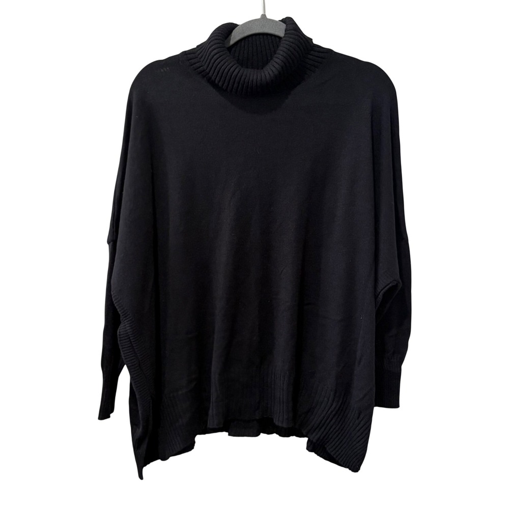 Mersea Catalina Turtleneck Sweater Women One Size Black Oversized Boxy Knit Top - Picture 2 of 8